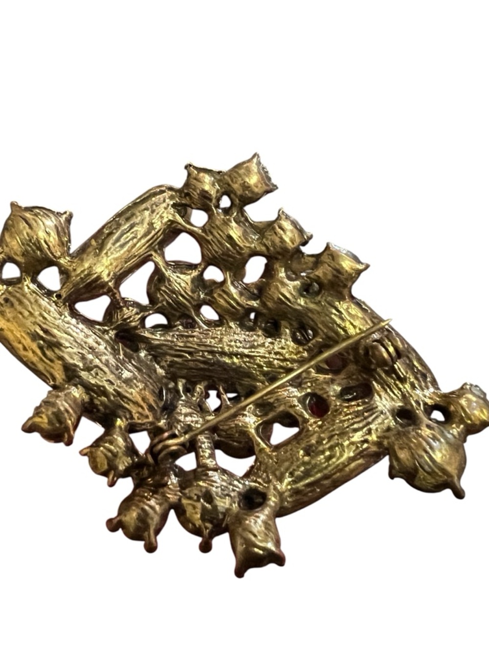 Fall Rhinestone Brooch Pin Gold-Tone Crystal Cluster - Picture 2 of 4
